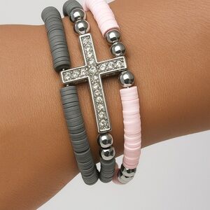 Elegant Cross Charm Bracelet with Beads